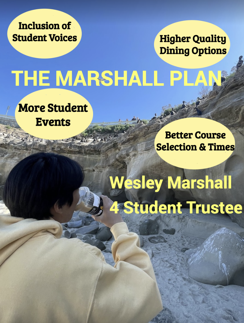 Marshall's campaign poster for Student Trustee